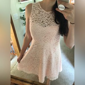 Pink Lace A-Line Midi Dress